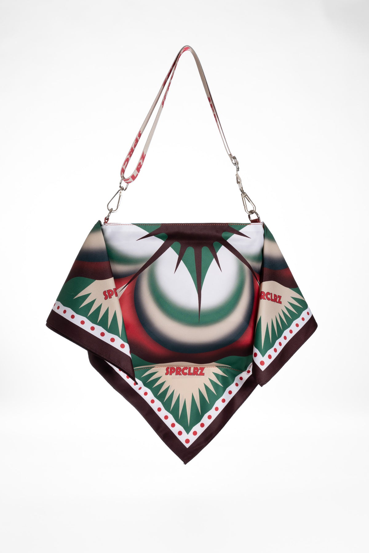 Burst Scarf Bag in Burgundy & Green