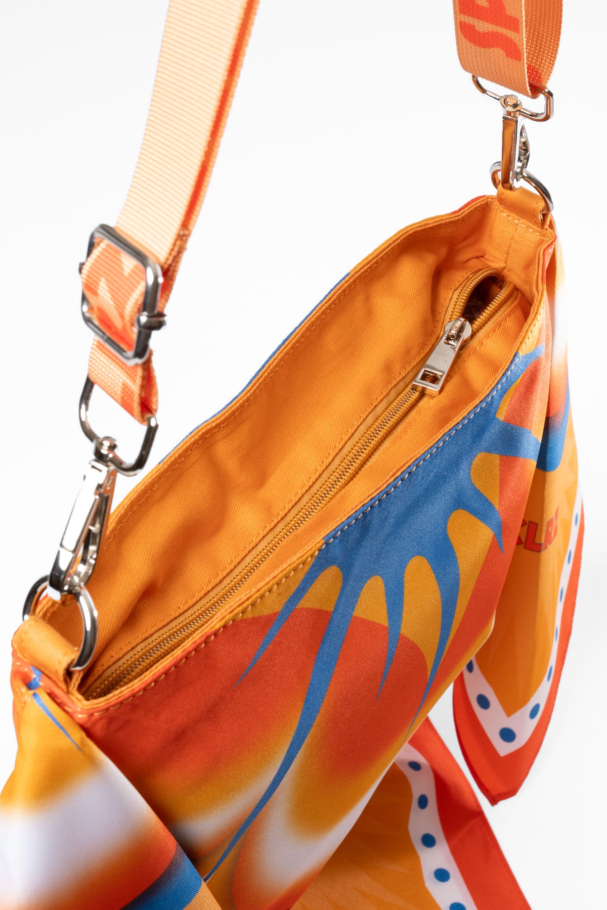 Burst Scarf Bag in Orange & Blue