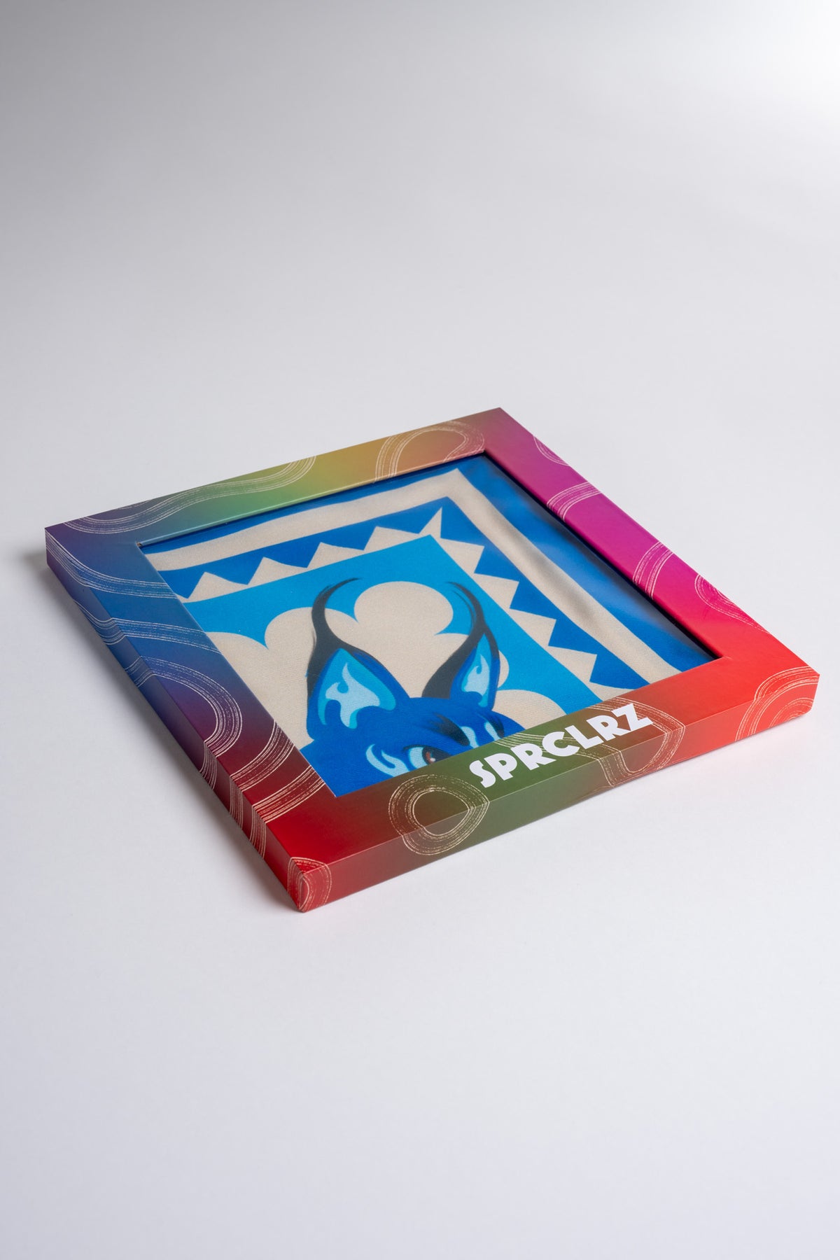 Orbit Silk Scarf with Caracal in Blue