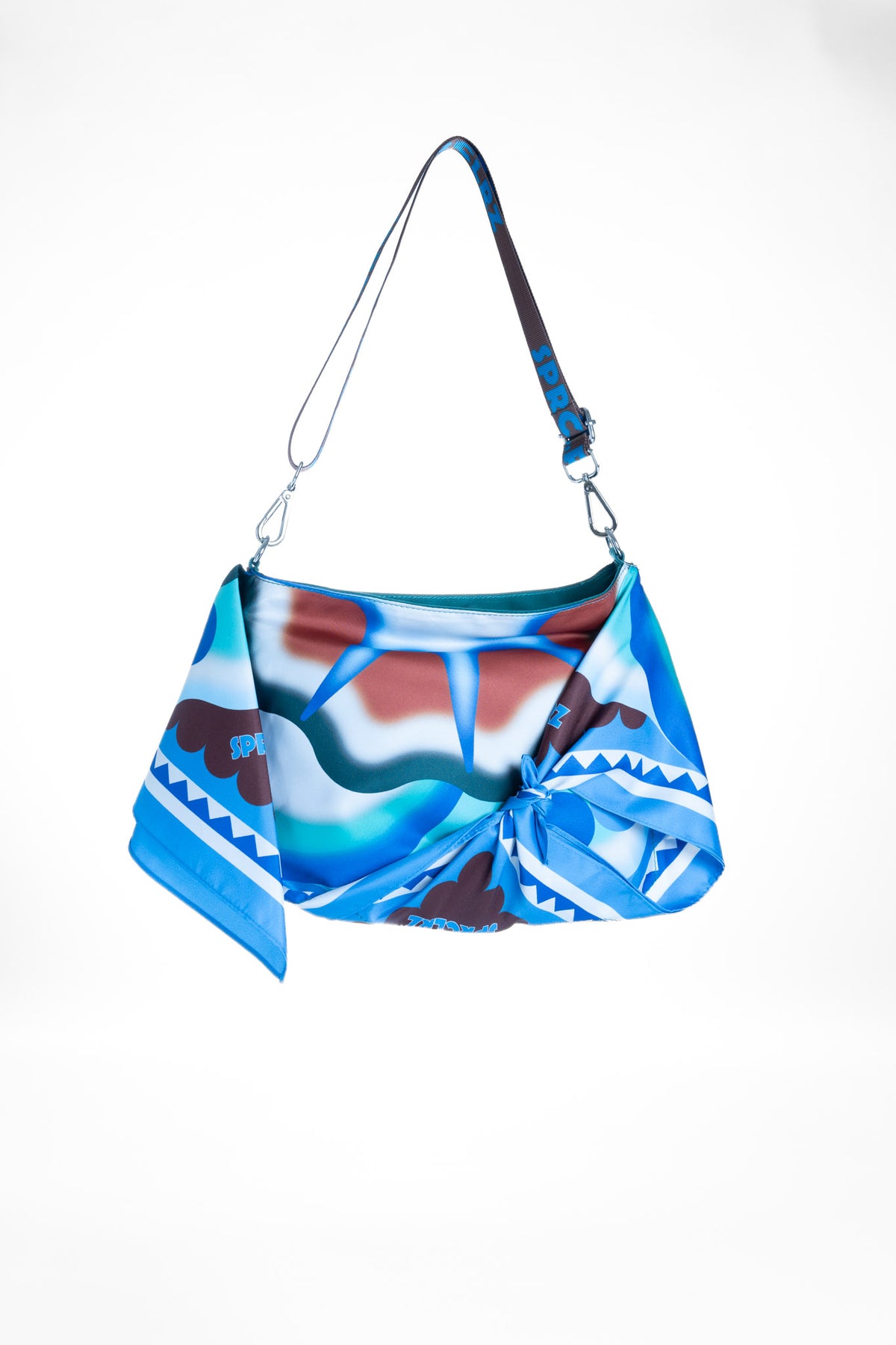 Orbit Scarf Bag in Brown & Turquoise