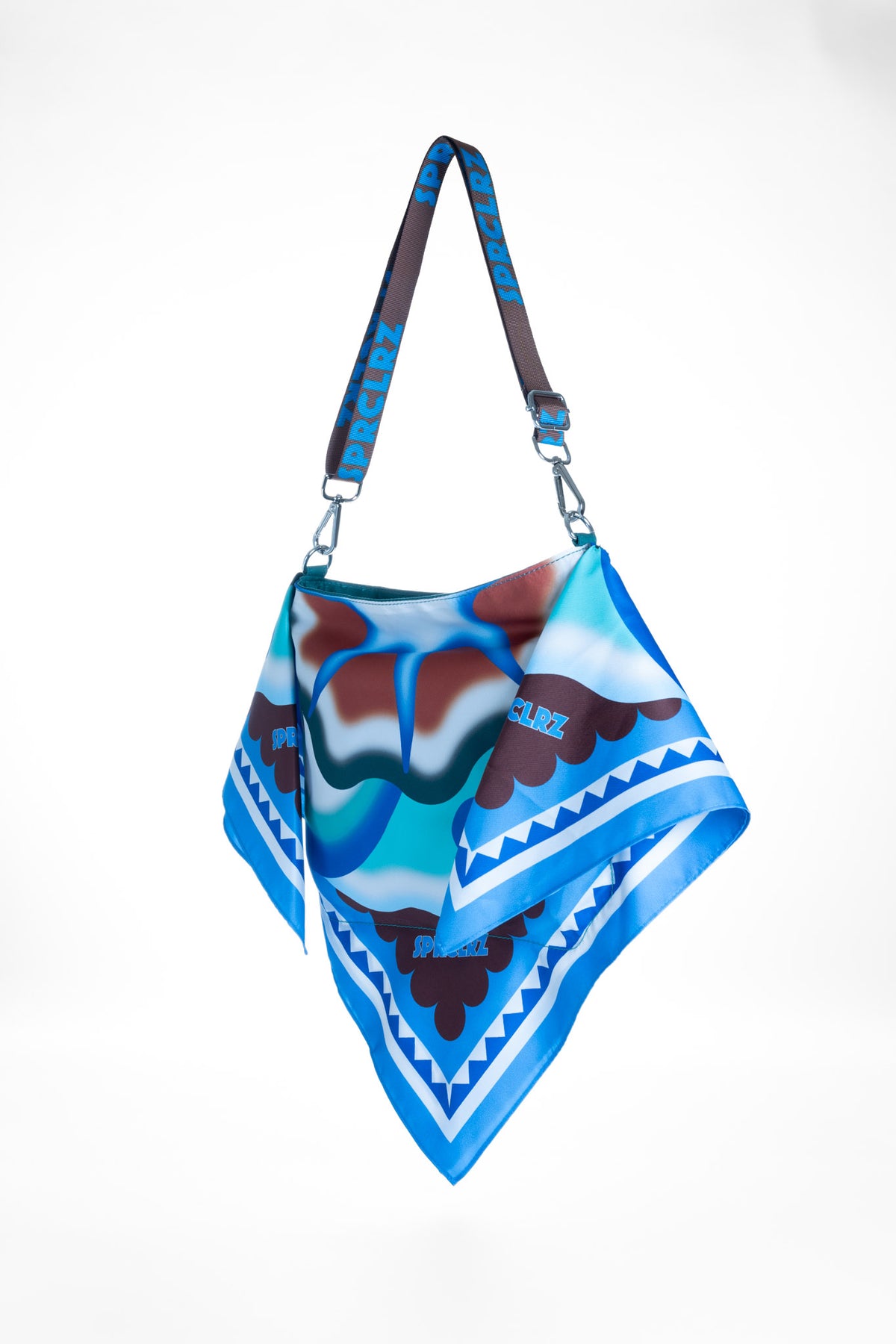 Orbit Scarf Bag in Brown & Turquoise