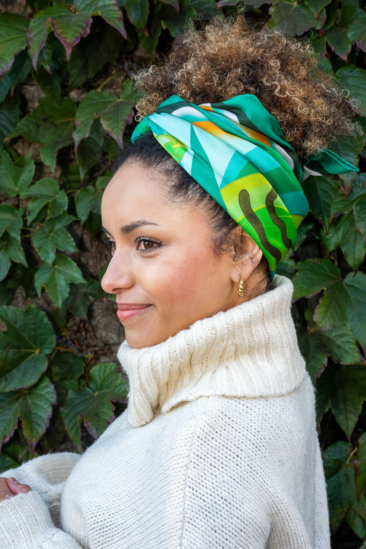 Pulse Silk Scarf with Tiger in Green