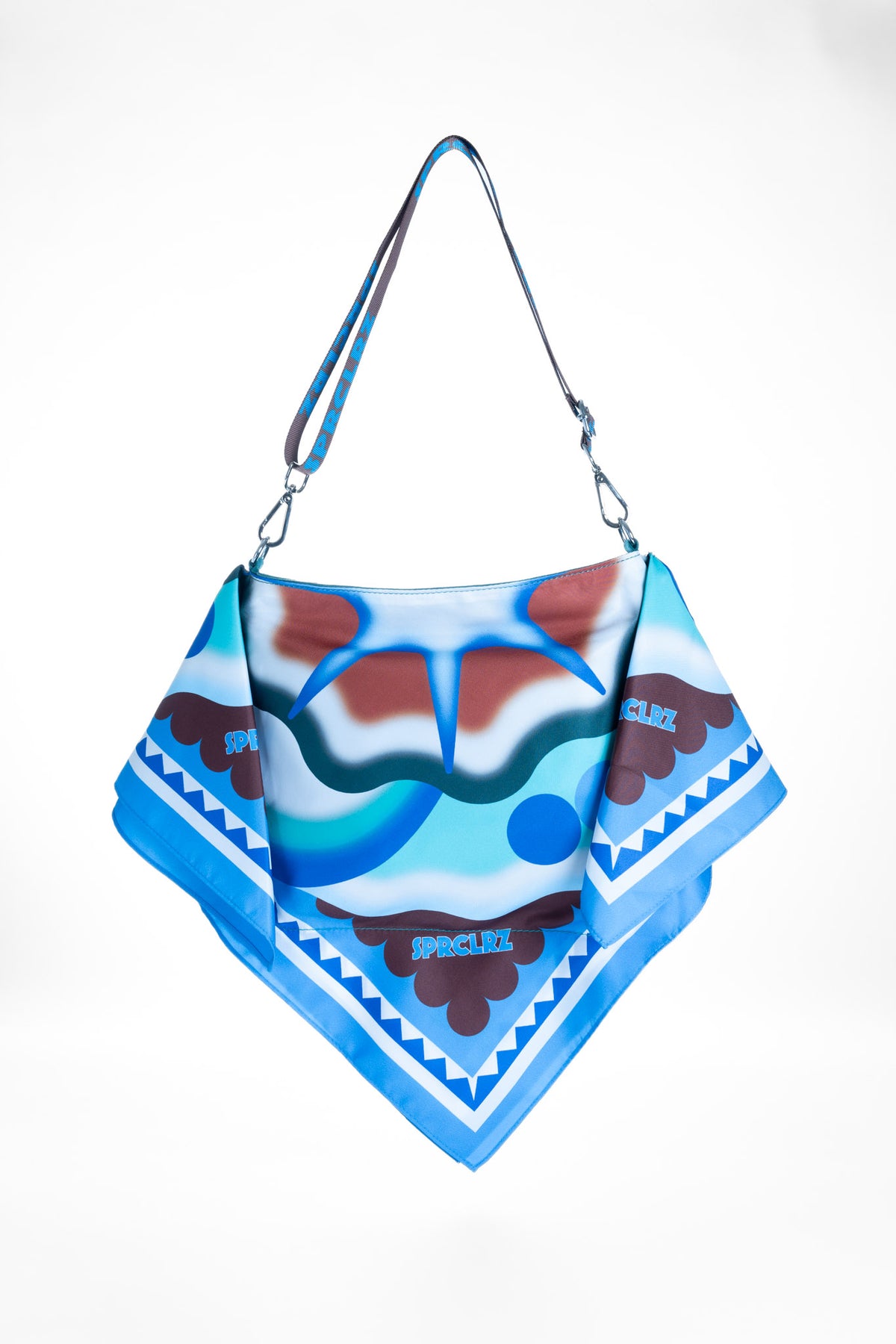 Orbit Scarf Bag in Brown & Turquoise
