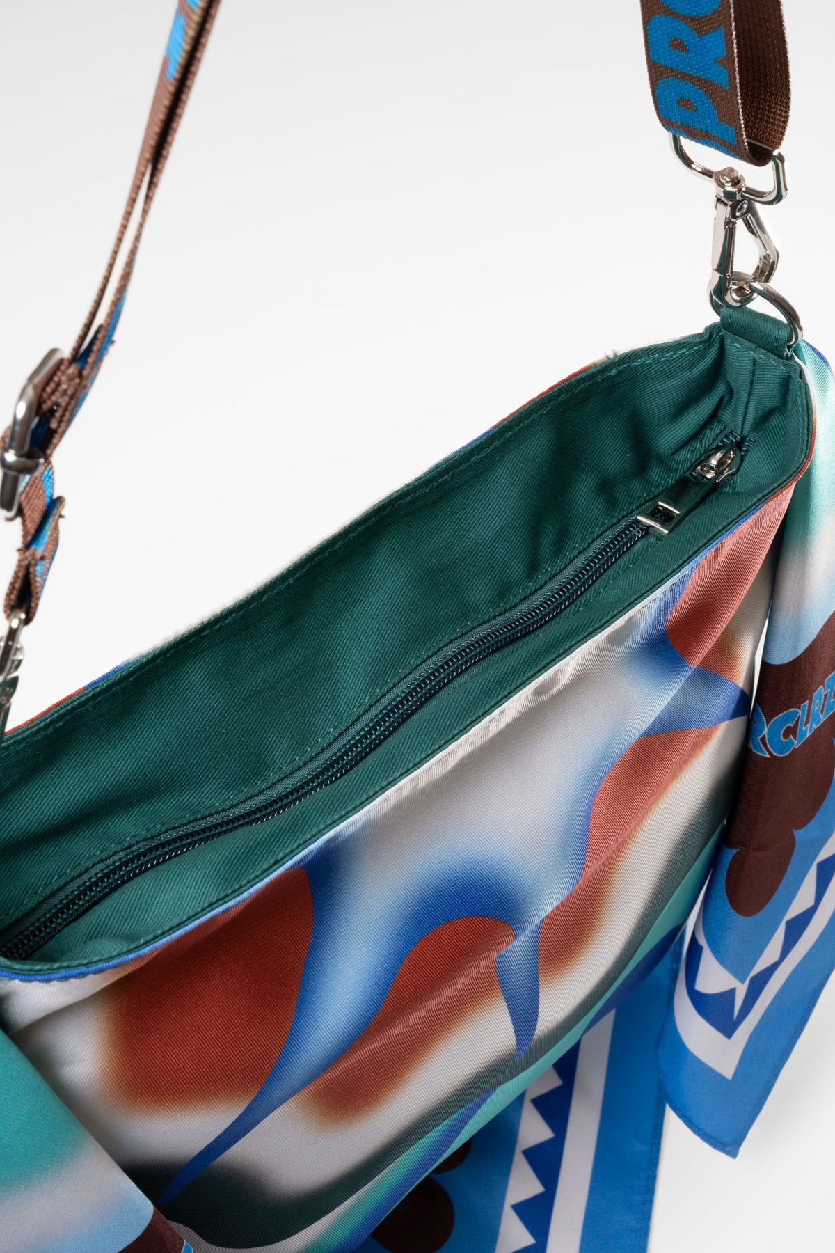Orbit Scarf Bag in Brown & Turquoise